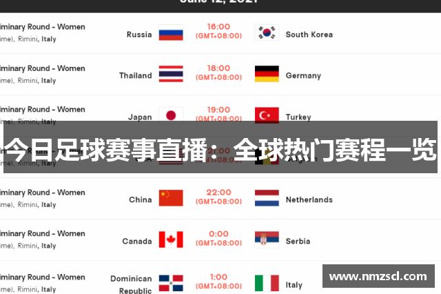 今日足球赛事直播：全球热门赛程一览